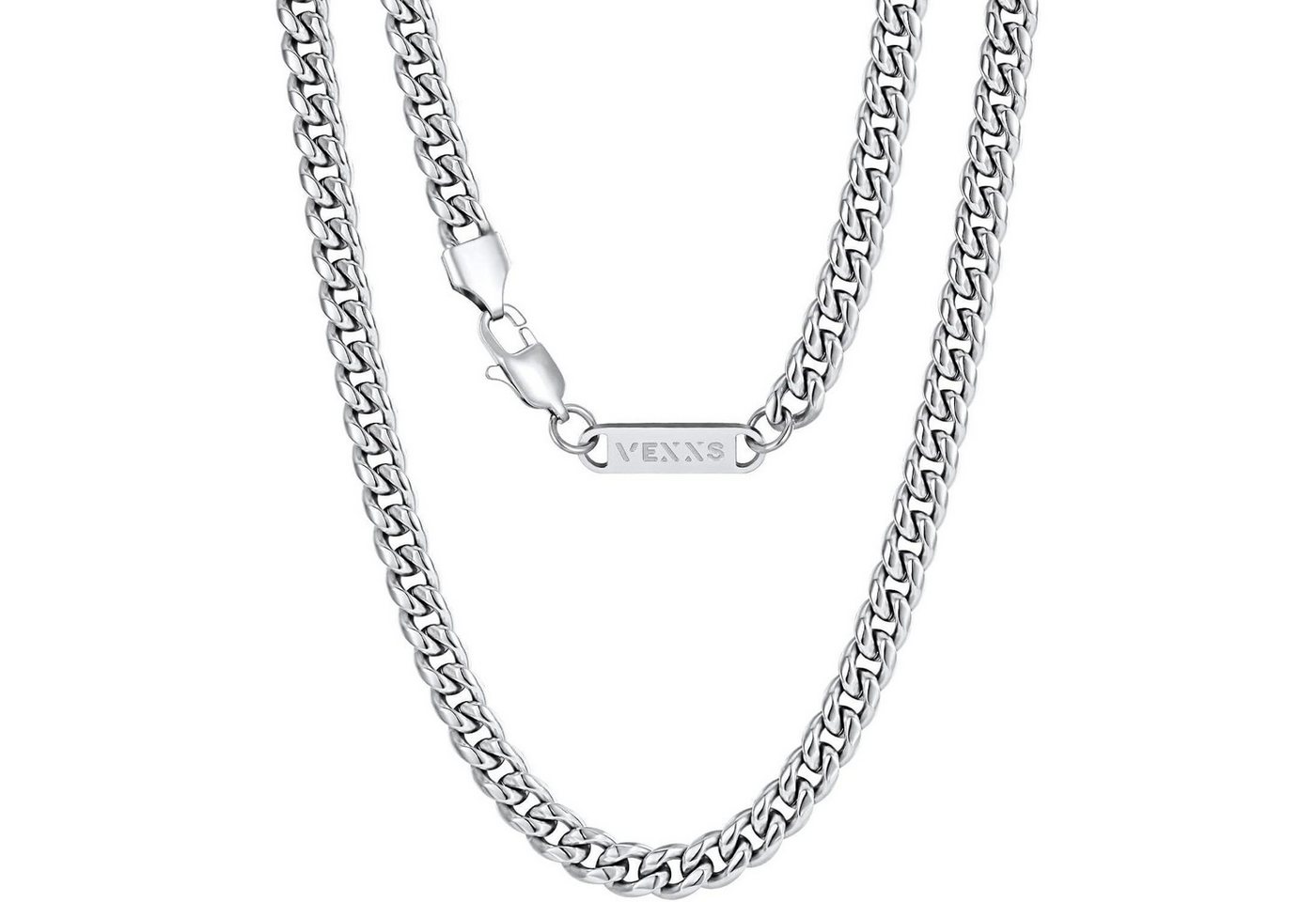 LuxusKollektion Kette und Anhänger Set Panzerkette 18K Gold Cuban Nickelfrei Silbrig-6mm 61.0 Zentimeter von LuxusKollektion