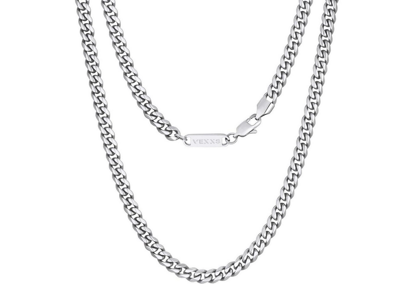 LuxusKollektion Kette und Anhänger Set Panzerkette 18K Gold kubanische Herren Silbrig-5mm 56.0 Zentimeter von LuxusKollektion