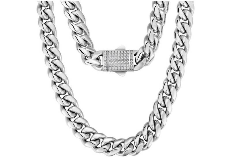 LuxusKollektion Kette und Anhänger Set Panzerkette Herren 12mm 18K Gold Cuban Link Chain 50.8cm Iced-12mm von LuxusKollektion