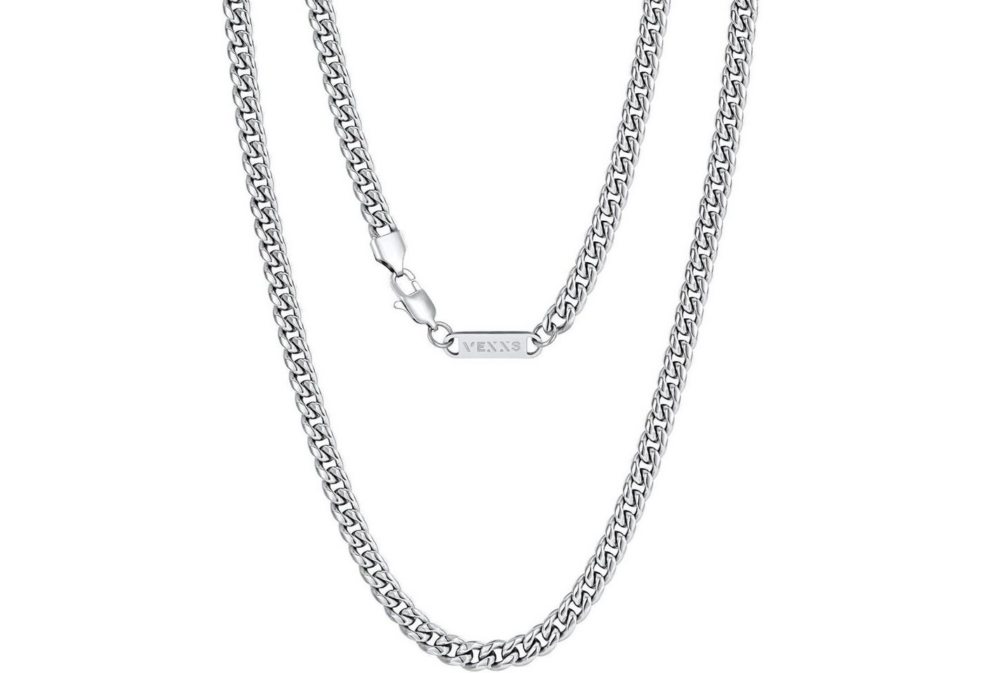 LuxusKollektion Kette und Anhänger Set Panzerkette Herren 18K Gold Kubanische Silbrig-3mm 66.0 Zentimeter von LuxusKollektion