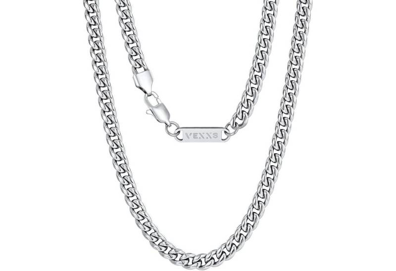 LuxusKollektion Kette und Anhänger Set Panzerkette Herren Damen Cuban 18K Gold Silbrig-6mm 56.0 Zentimeter von LuxusKollektion