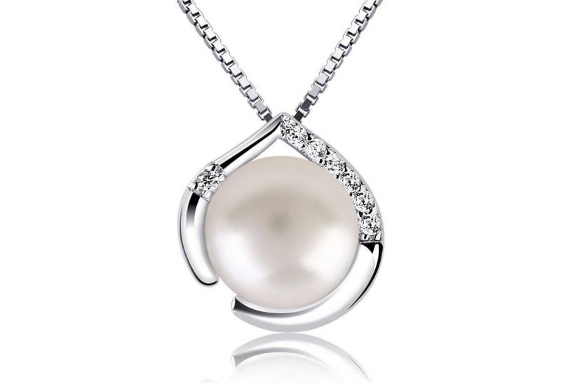 LuxusKollektion Kette und Anhänger Set Perle Halskette Damen 925 Silber Anhänger Herzsprache Süßwasserperlen von LuxusKollektion