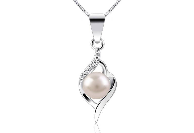 LuxusKollektion Kette und Anhänger Set Perle Kette Damen Halskette Anhänger 925er Silber Süßwasserperlen von LuxusKollektion