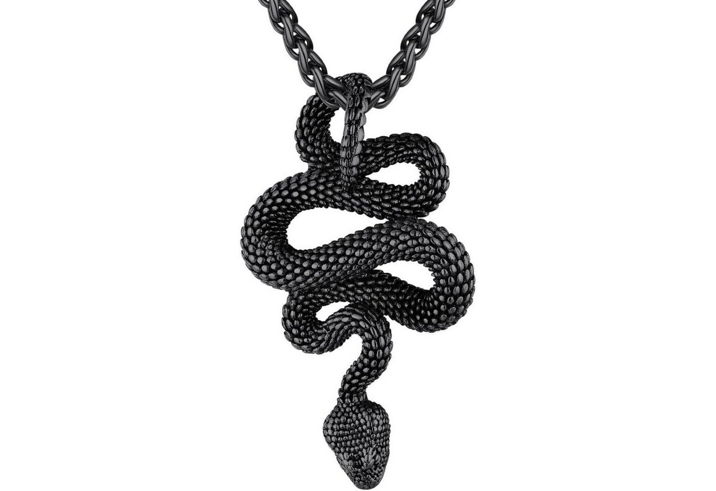 LuxusKollektion Kette und Anhänger Set Schlangenkette Herren Anhänger Edelstahl Python Snake-Schwarz von LuxusKollektion