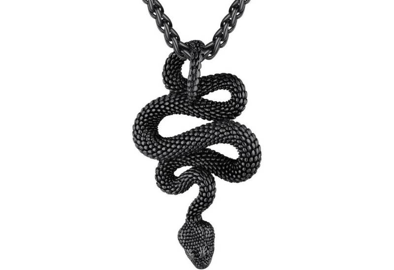 LuxusKollektion Kette und Anhänger Set Schlangenkette Herren Anhänger Edelstahl Python Snake-Schwarz von LuxusKollektion