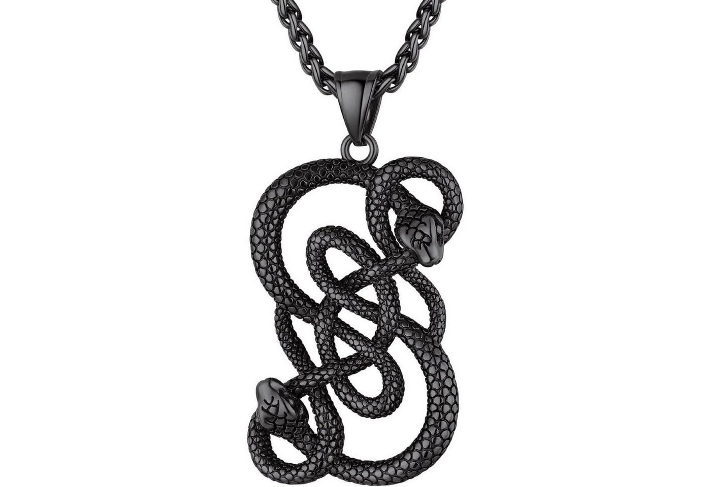LuxusKollektion Kette und Anhänger Set Schlangenkette Herren Anhänger Edelstahl vergoldet Loki Schwarz von LuxusKollektion