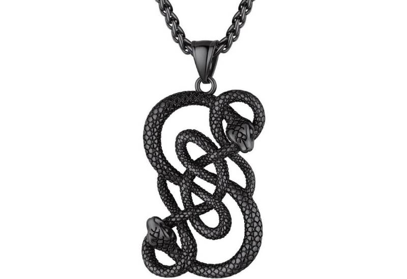 LuxusKollektion Kette und Anhänger Set Schlangenkette Herren Anhänger Edelstahl vergoldet Loki Schwarz von LuxusKollektion