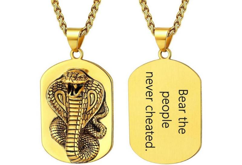 LuxusKollektion Kette und Anhänger Set Schlangenkette Herren Edelstahl 18k vergoldet Anhänger Gold Anpassen von LuxusKollektion