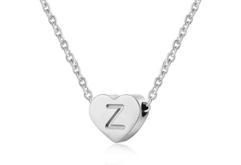LuxusKollektion Kette und Anhänger Set Silber Damen Halskette Buchstabenherz Anhänger Initialschmuck von LuxusKollektion