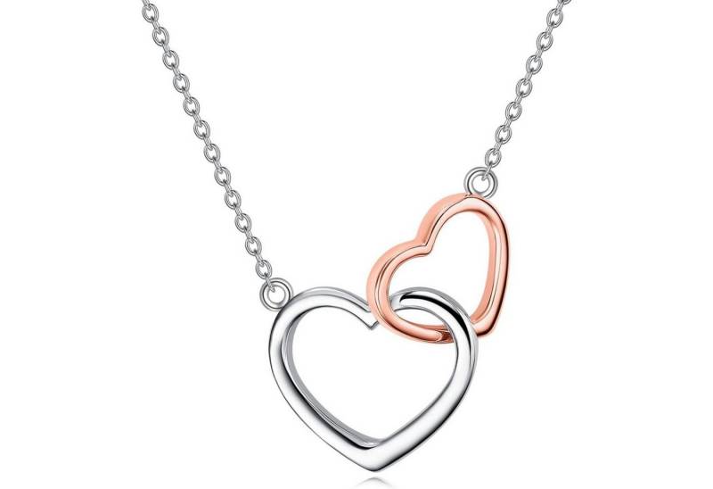 LuxusKollektion Kette und Anhänger Set Sterling Silber Doppelherz Halskette für Frauen Mädchen von LuxusKollektion