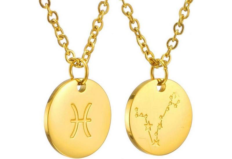 LuxusKollektion Kette und Anhänger Set Sternzeichen Kette Gold Fische Damen Horoskop Mutter Tochter Freunde von LuxusKollektion