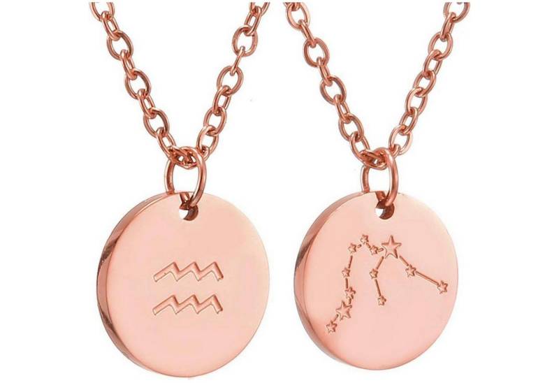 LuxusKollektion Kette und Anhänger Set Sternzeichen Kette Gold Wassermann Horoskop Anhänger Damen Rosegold von LuxusKollektion