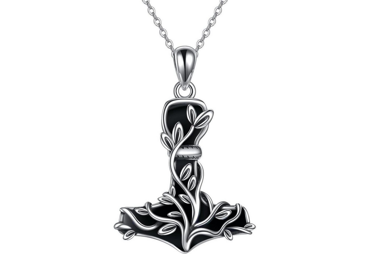 LuxusKollektion Kette und Anhänger Set Thor Hammer Halskette Sterling Silber Mjolnir Baum des Lebens Wikinger von LuxusKollektion