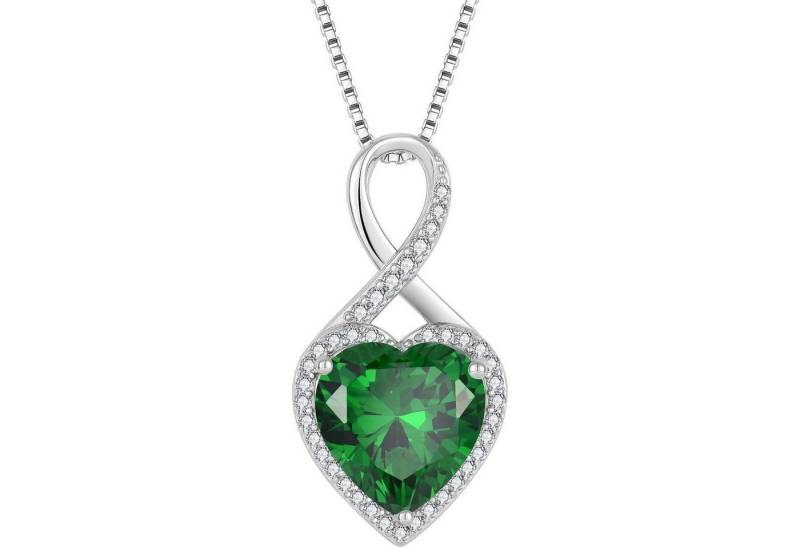 LuxusKollektion Kette und Anhänger Set Unendlichkeit Halskette Damen 925 Silber Herz Geburtsstein Schmuck 05 von LuxusKollektion