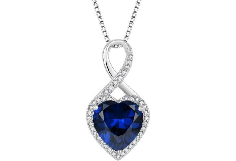 LuxusKollektion Kette und Anhänger Set Unendlichkeitsherz Geburtsstein Kette 925 Silber Saphir Damen Mama LuxusKollektion Kette und Anhänger Set Unendlichkeitsherz Geburtsstein Kette 925 Silber Saphir Damen Mama von LuxusKollektion
