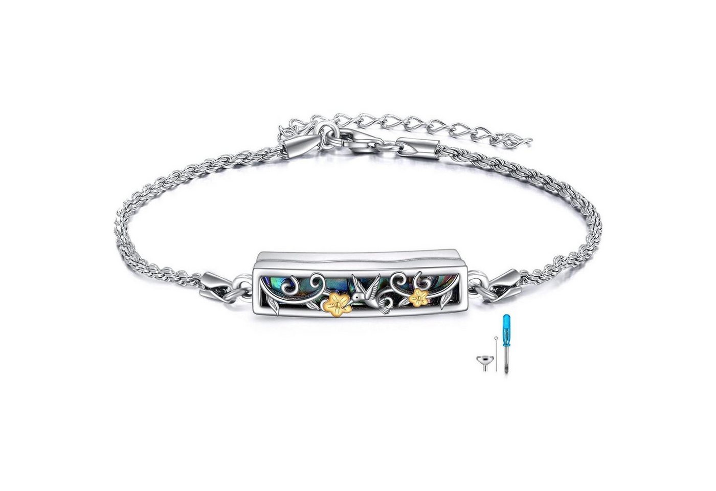 LuxusKollektion Kette und Anhänger Set Urnen Armband Asche Sterlingsilber Medaillon Damen Kolibri von LuxusKollektion