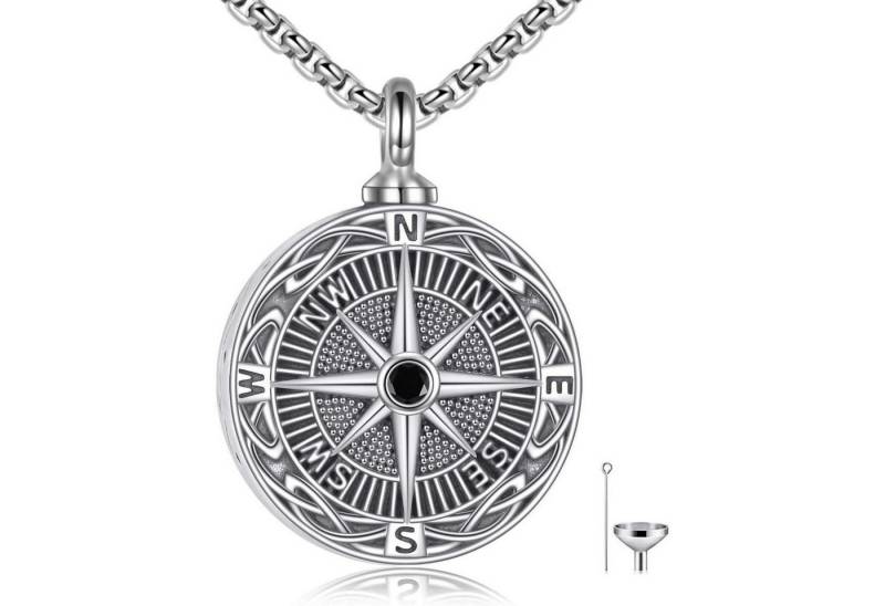 LuxusKollektion Kette und Anhänger Set Urnenkette Asche Sterling Silber 3D Bar Damen Herren Kompass von LuxusKollektion