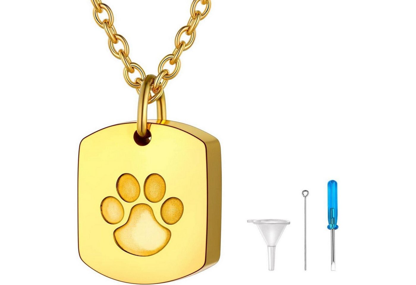 LuxusKollektion Kette und Anhänger Set Urnenkette Damen Edelstahl Hundefüße-Gold Nicht anpassbar von LuxusKollektion