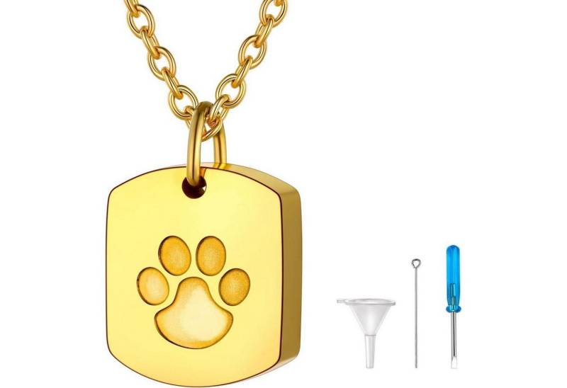 LuxusKollektion Kette und Anhänger Set Urnenkette Damen Edelstahl Hundefüße-Gold Nicht anpassbar von LuxusKollektion