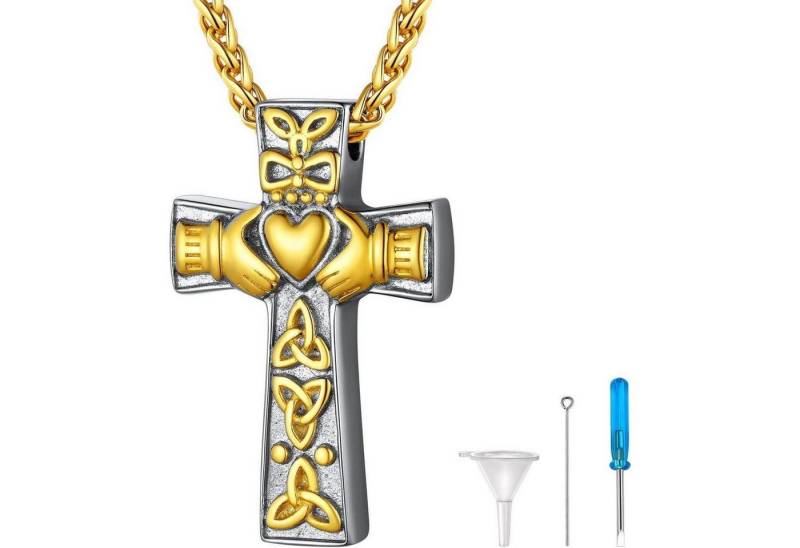 LuxusKollektion Kette und Anhänger Set Urnenkette Edelstahl Anhänger Asche Kruzifix-Gold Nicht anpassbar von LuxusKollektion