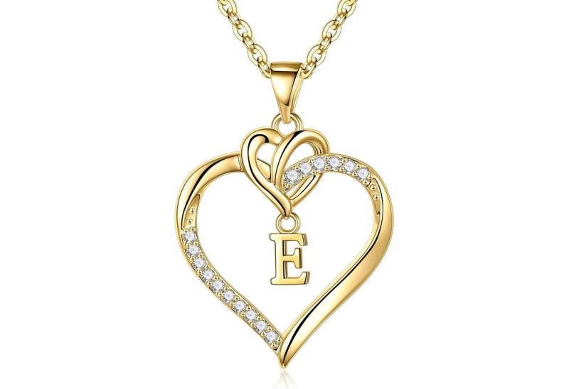 LuxusKollektion Kette und Anhänger Set Valentinstag Geschenke: Damen Halskette Herz Anhänger 14K Gold von LuxusKollektion
