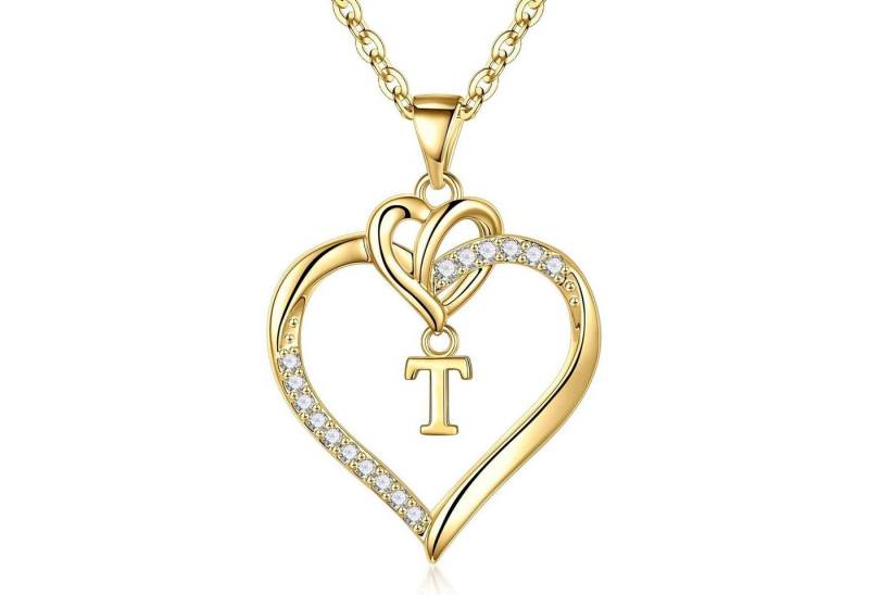 LuxusKollektion Kette und Anhänger Set Valentinstag Geschenke: Herz Damen Halskette 14K Gold Herz Kette von LuxusKollektion
