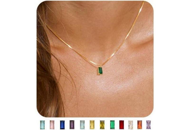 LuxusKollektion Kette und Anhänger Set Vergoldete Damen Geburtsstein Kette Gold 14K Schmuck Halskette von LuxusKollektion