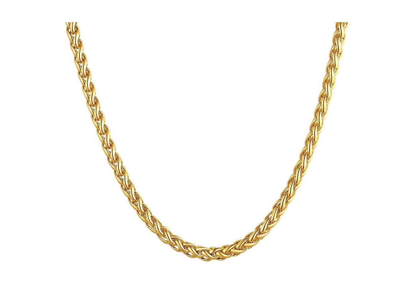 LuxusKollektion Kette und Anhänger Set Weizenkette Herren Damen Edelstahl 18k Gold(6mm) 46 Zentimeter von LuxusKollektion