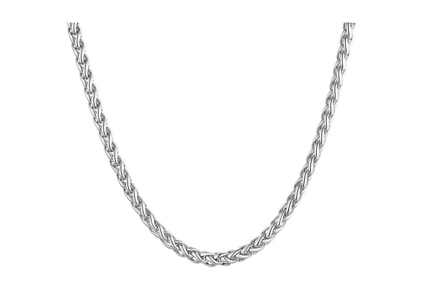 LuxusKollektion Kette und Anhänger Set Weizenkette Herren Damen Edelstahl 18k Silber(6mm) 55 Zentimeter von LuxusKollektion