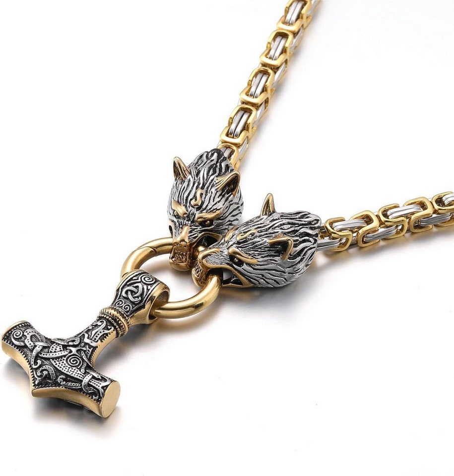 LuxusKollektion Kette und Anhänger Set Wikinger Thor Hammer Halskette Edelstahl Runen Anhänger - Männer von LuxusKollektion