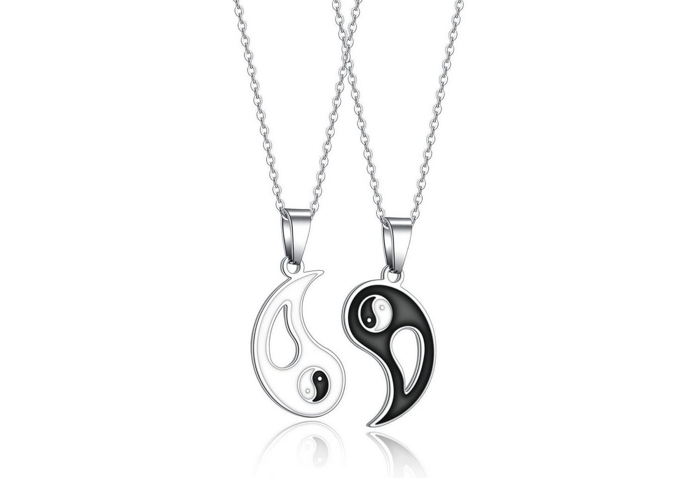 LuxusKollektion Kette und Anhänger Set Yin Yang Tai Chi Halskette für Männer und Mädchen, 2-teilig, Schwarz von LuxusKollektion