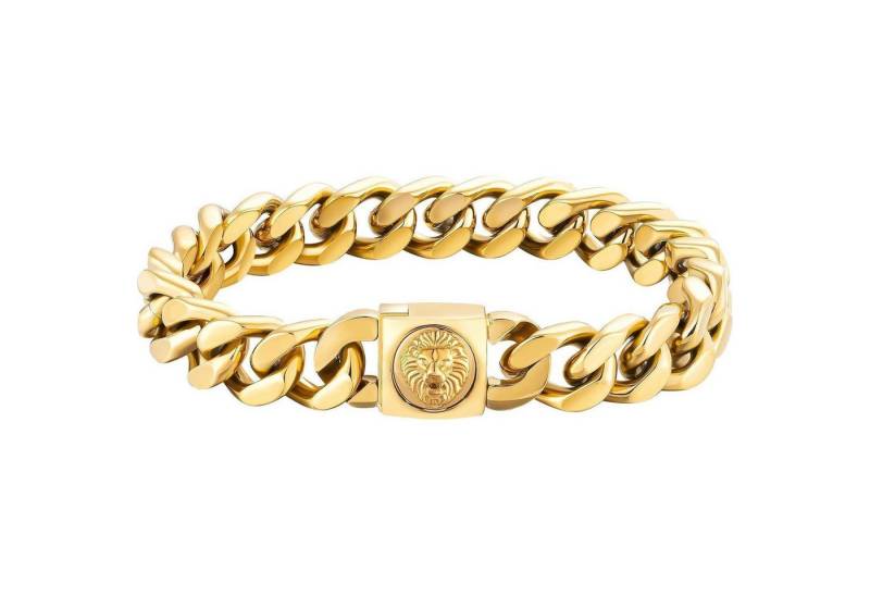 LuxusKollektion Ketten und Armband Set 12mm Herren Armband Löwe Totenkopf Verschluss 18K Gold beschichtet von LuxusKollektion