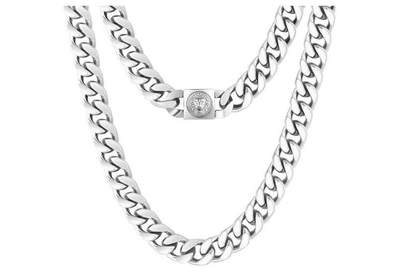LuxusKollektion Ketten und Armband Set 12mm Herren Panzerkette Löwe Totenkopf 18K Gold plattiert Cuban Link von LuxusKollektion