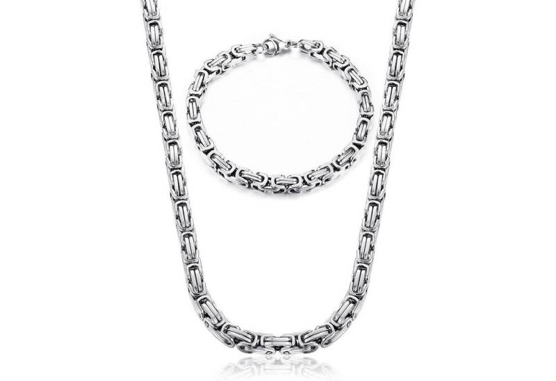 LuxusKollektion Ketten und Armband Set 2Pcs Herren Königskette Silber Edelstahl Armband Halskette Set 6/8mm LuxusKollektion Ketten und Armband Set 2Pcs Herren Königskette Silber Edelstahl Armband Halskette Set 6/8mm von LuxusKollektion