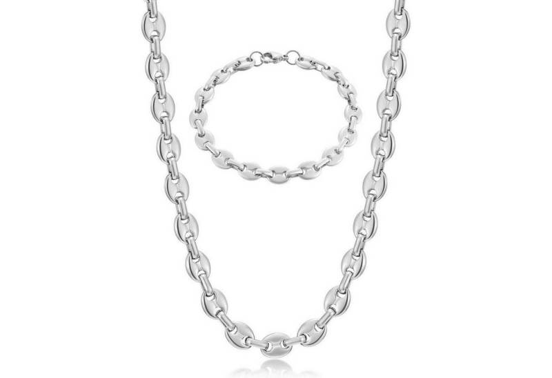 LuxusKollektion Ketten und Armband Set AFSTALR Halskette Herren Edelstahl Kaffeebohne Set Silber/Gold/Schwarz von LuxusKollektion