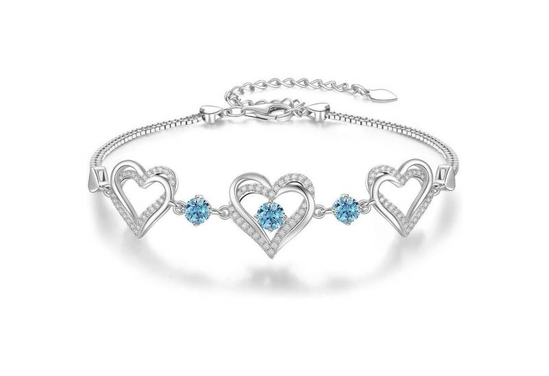 LuxusKollektion Ketten und Armband Set Armband Damen 925 Silber Herz Rosegold Rhodinierung März Kupfer von LuxusKollektion