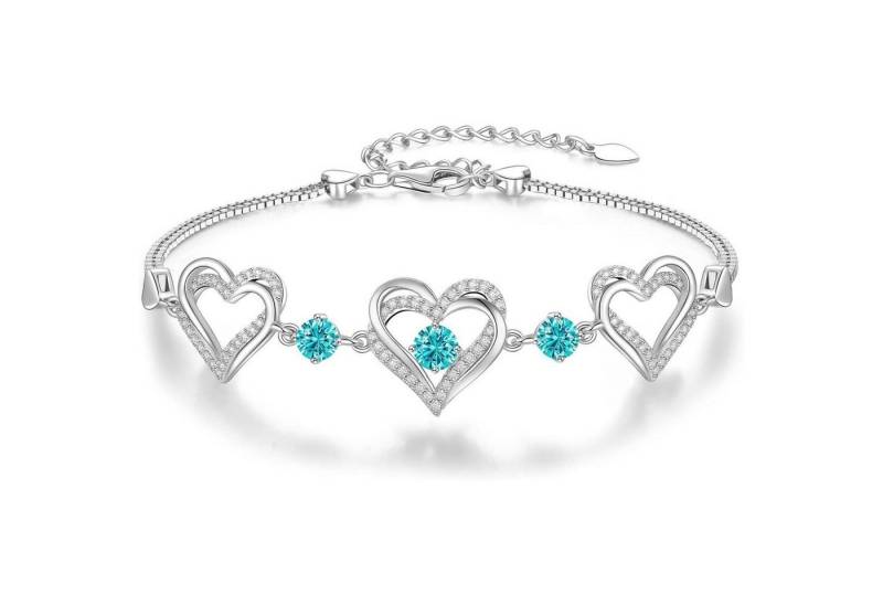 LuxusKollektion Ketten und Armband Set Armband Damen 925 Silber Rosegold Herz Rhodinierung Dezember Kupfer von LuxusKollektion