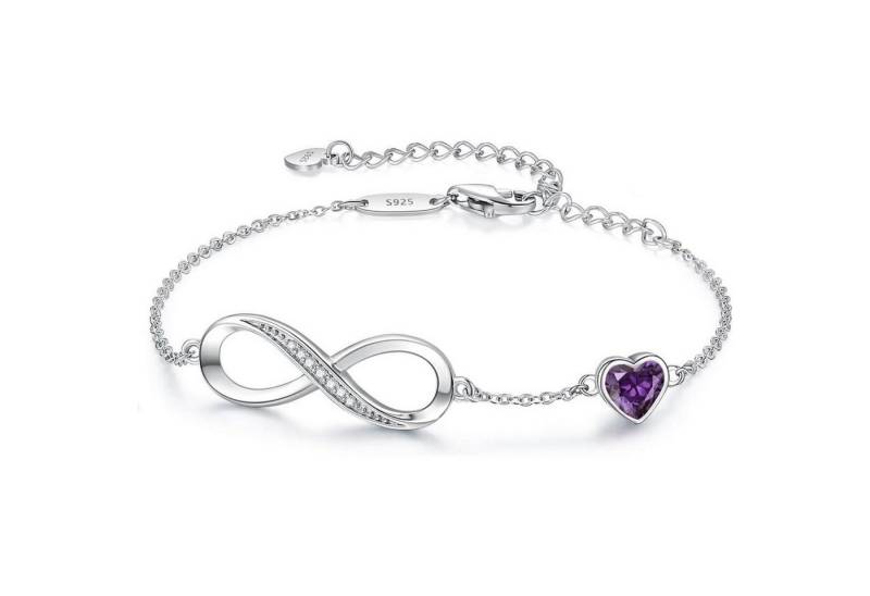 LuxusKollektion Ketten und Armband Set Armband Damen Infinity 925 Sterling Silber-02-Feb Silber Geburtsstein von LuxusKollektion