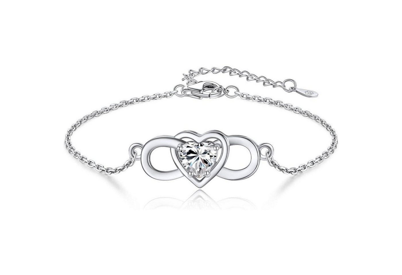 LuxusKollektion Ketten und Armband Set Armband Damen Infinity Moissanite 1Karat Silber925 Herz Heart-1karat von LuxusKollektion