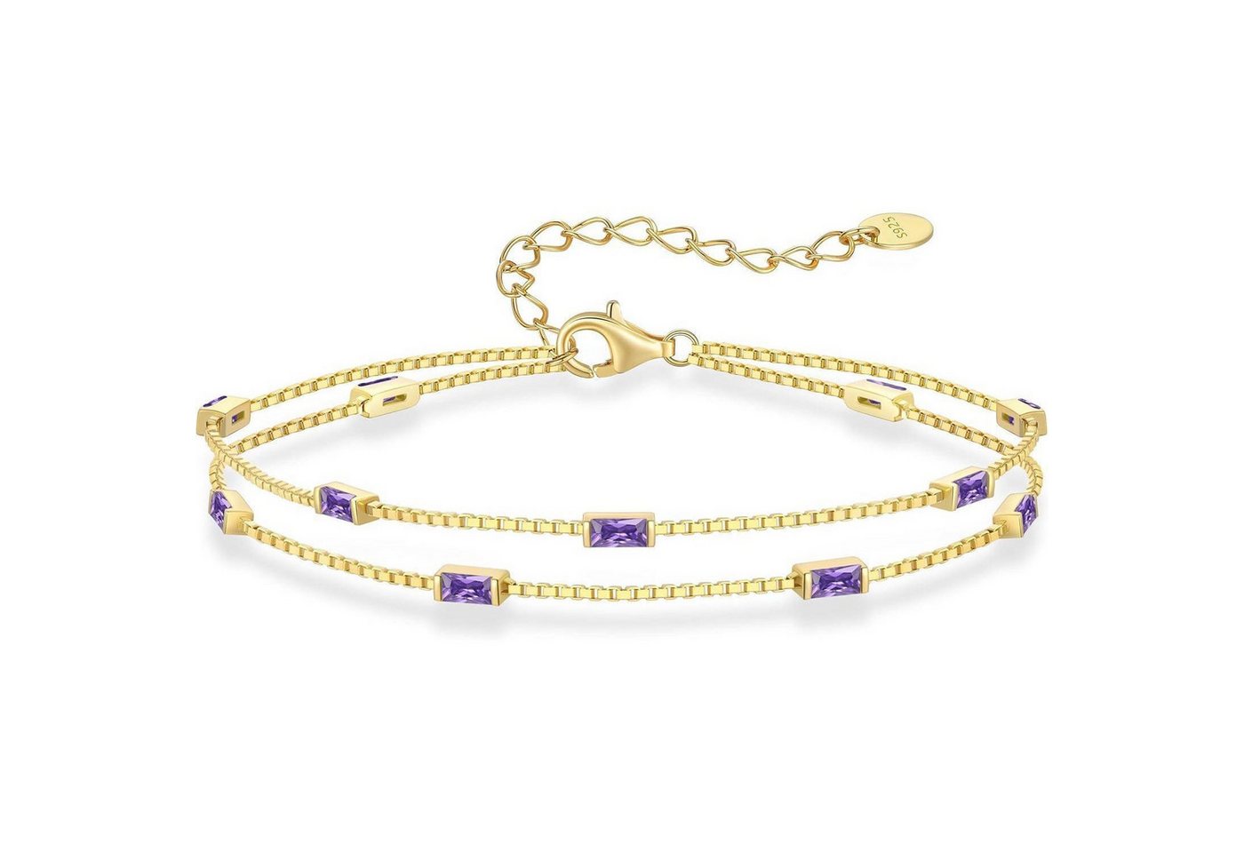 LuxusKollektion Ketten und Armband Set Armband Damen Zirkonia Anhänger Layered-02-Feb Layered Silber von LuxusKollektion