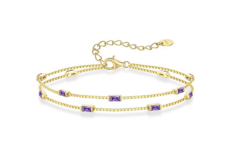 LuxusKollektion Ketten und Armband Set Armband Damen Zirkonia Anhänger Layered-02-Feb Layered Silber von LuxusKollektion