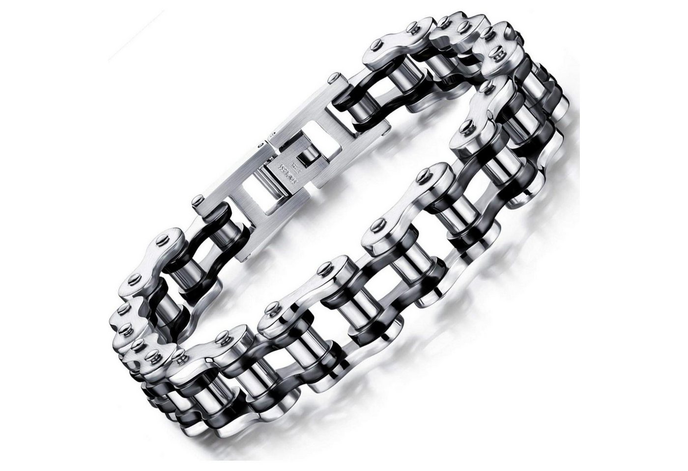 LuxusKollektion Ketten und Armband Set Armband Herren Edelstahl Fahrradkette schwarz silber 20.0 Zentimeter von LuxusKollektion