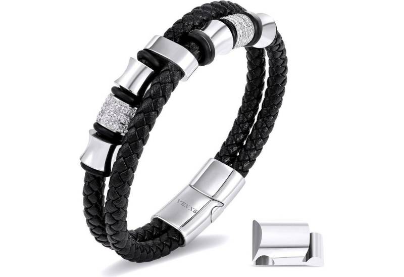 LuxusKollektion Ketten und Armband Set Armband Herren Lederarmband Braun Zirkonia-Silber 19.0 Zentimeter von LuxusKollektion