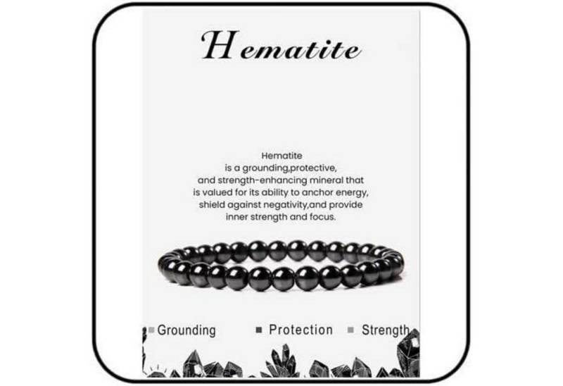 LuxusKollektion Ketten und Armband Set Armband Naturstein Perlen 4mm Damen Yoga Geschenk 6mm Hämatit von LuxusKollektion
