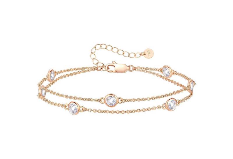 LuxusKollektion Ketten und Armband Set Armband Pferdeaugen Zirkonia 925 Sterling Silber Gold Roségold-04-Apr von LuxusKollektion