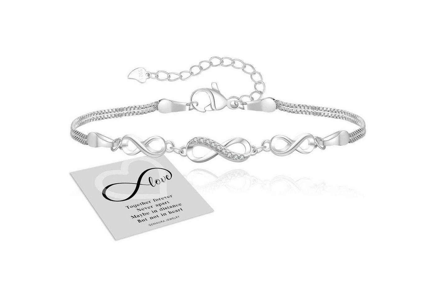 LuxusKollektion Ketten und Armband Set Armband Silber 925 Damen Zirkonia Infinity Gold Herz verstellbar von LuxusKollektion