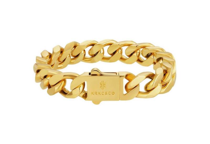 LuxusKollektion Ketten und Armband Set Cuban Armband 18K Gold beschichtet Herren 12mm Edelstahl Hip Hop 19cm von LuxusKollektion
