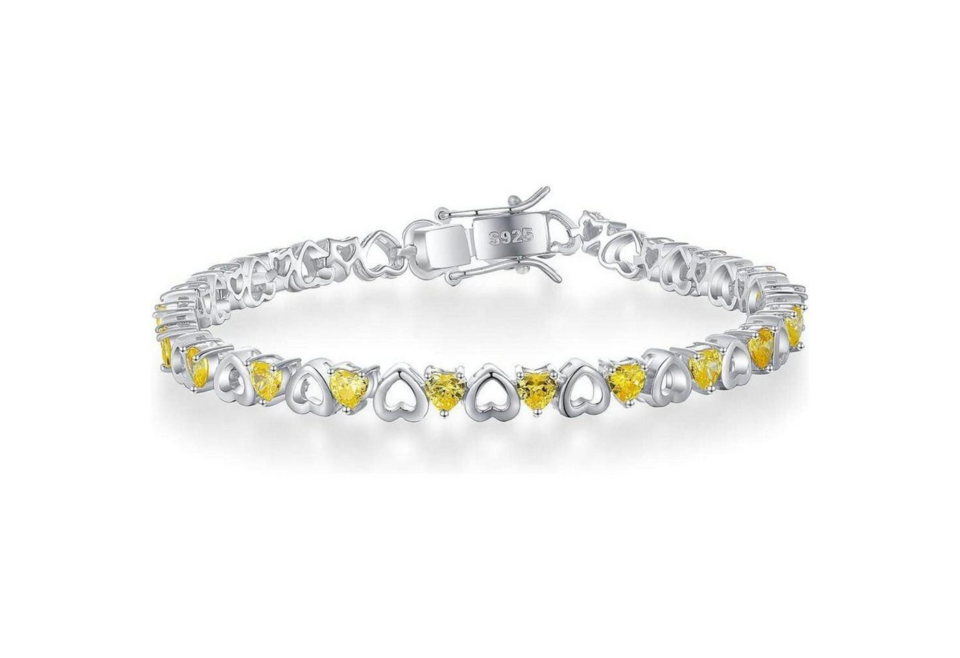 LuxusKollektion Ketten und Armband Set Damen Armband 925 Silber Zirkonia Gelb Kristall Geschenkbox 21 cm von LuxusKollektion