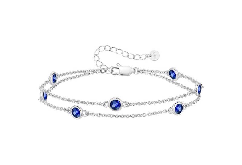 LuxusKollektion Ketten und Armband Set Damen Armband mit Geburtsstein Anhängern 925 Silber Mädchen Layered von LuxusKollektion