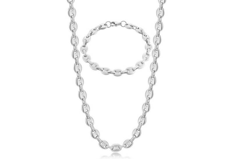 LuxusKollektion Ketten und Armband Set Halskette Herren Edelstahl 11mm Silber Kaffeebohne 6mm 51.0 Zentimeter von LuxusKollektion
